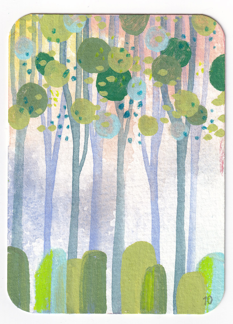 ACEO #003: Frühlingsbäume - originale Sammelkarte