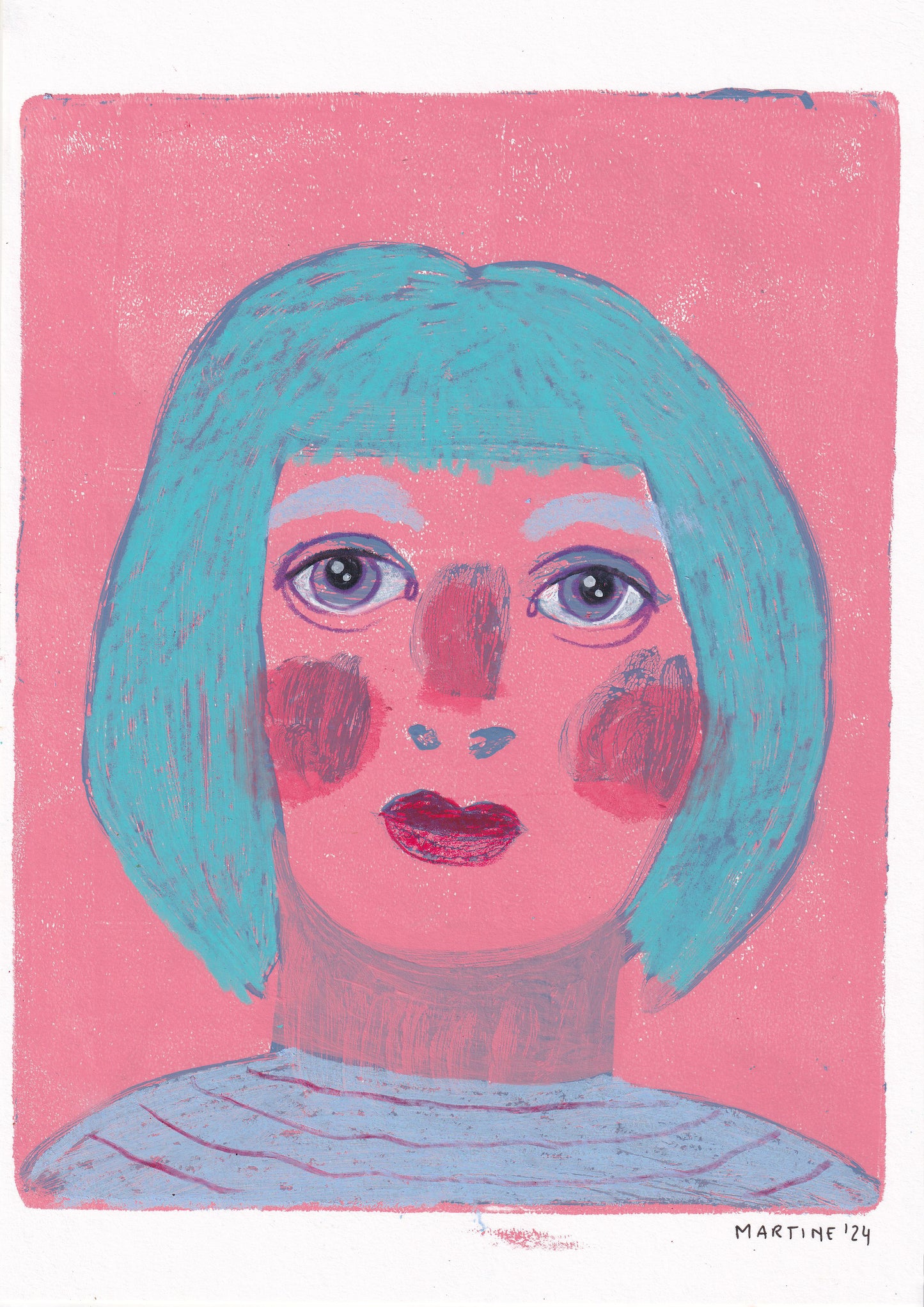 Portrait on pink (original artwork A4)