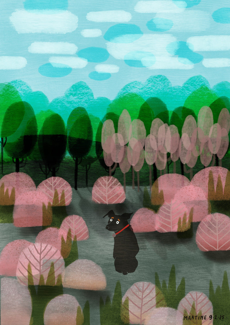 Landscape with dog, made with Procreate