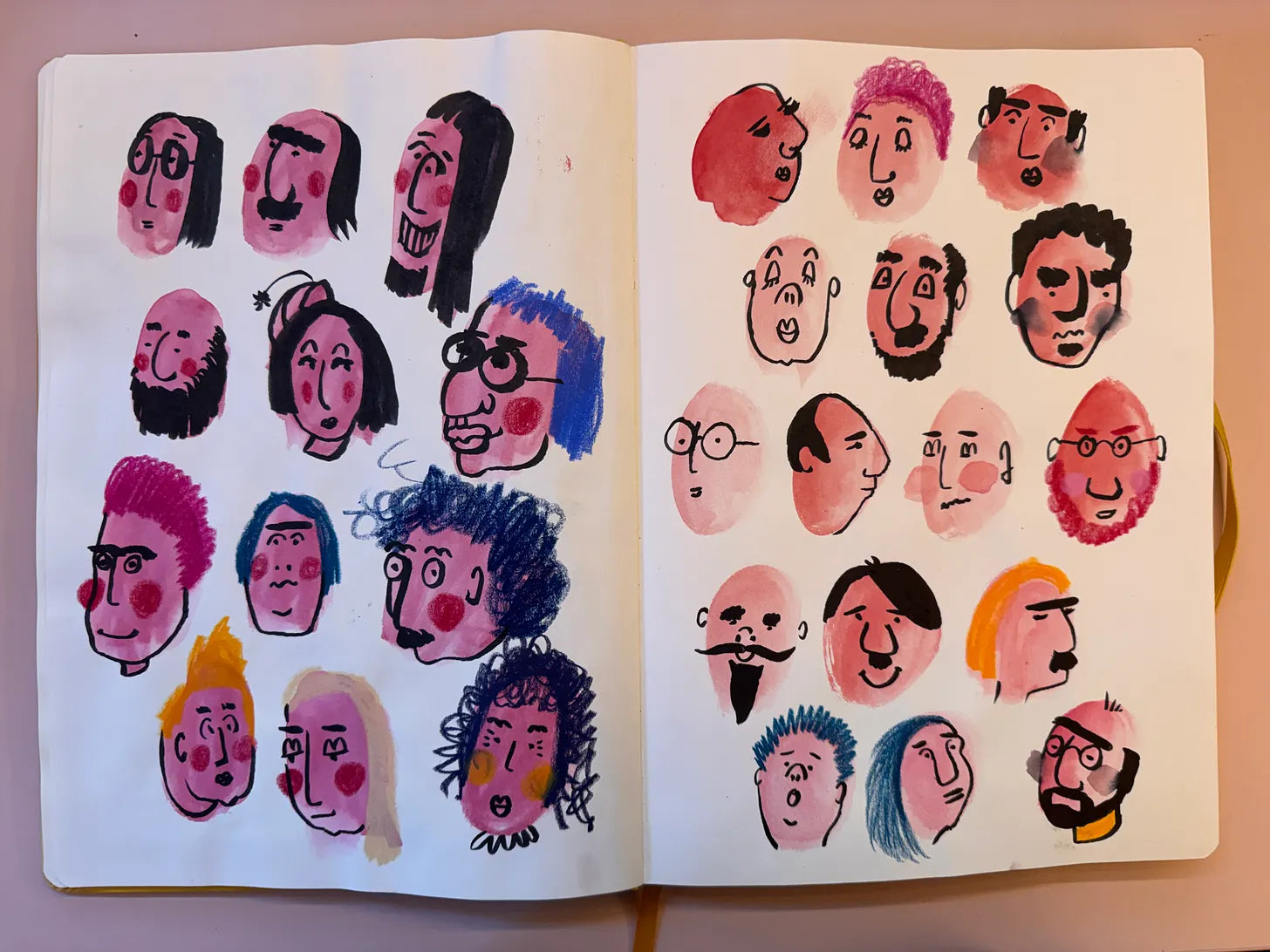Losse figuren in een schetsboek