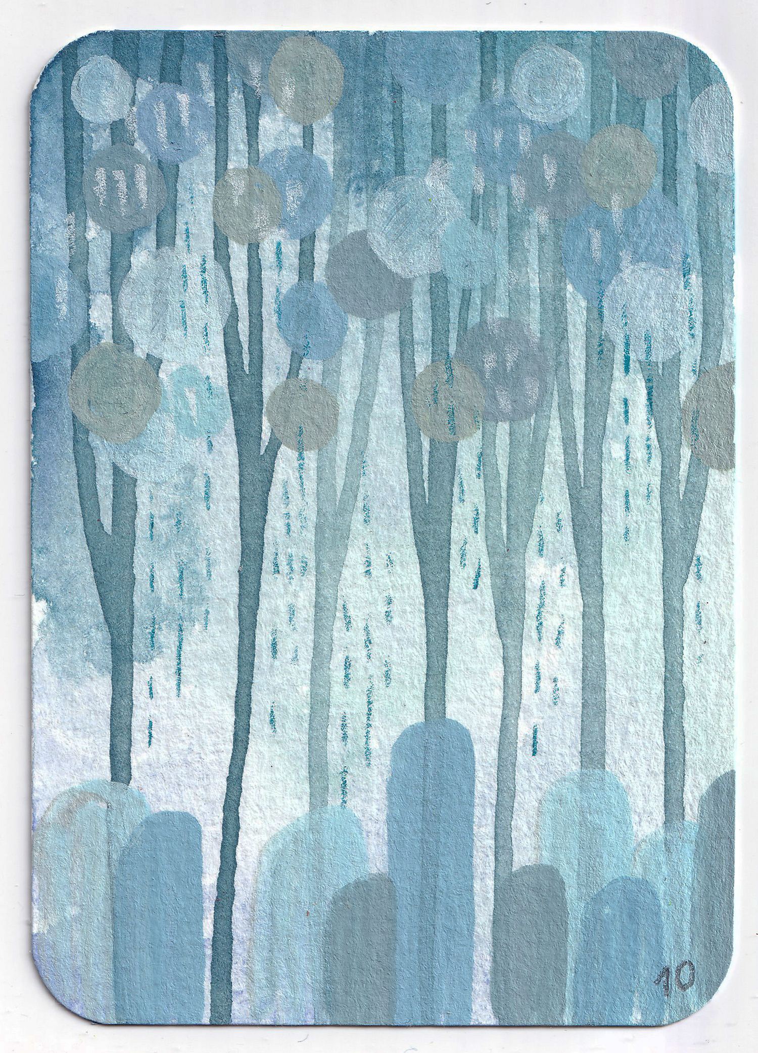ACEO #001: Rain Trees - original trading card