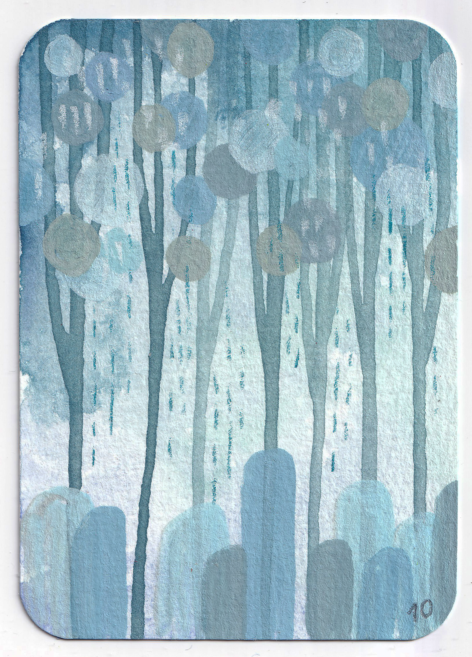 ACEO #001: Rain Trees - original trading card