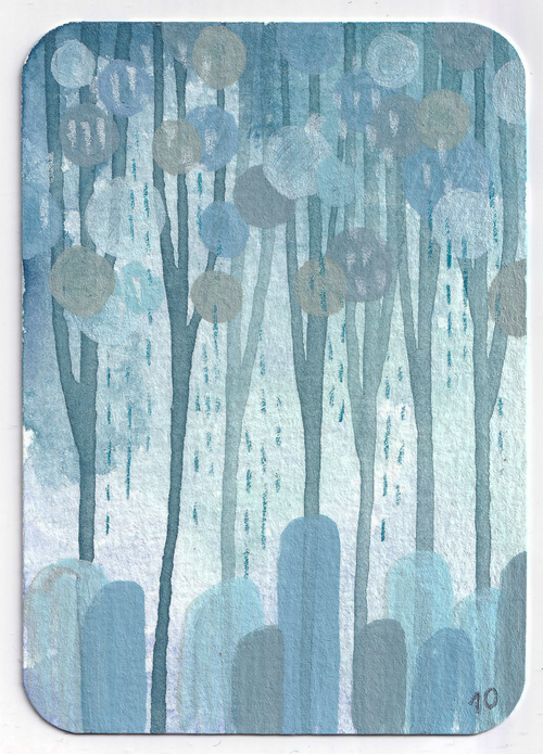 ACEO #001: Rain Trees - original trading card