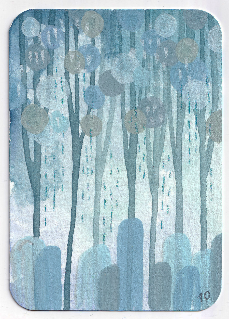 ACEO #001: Rain Trees - original trading card