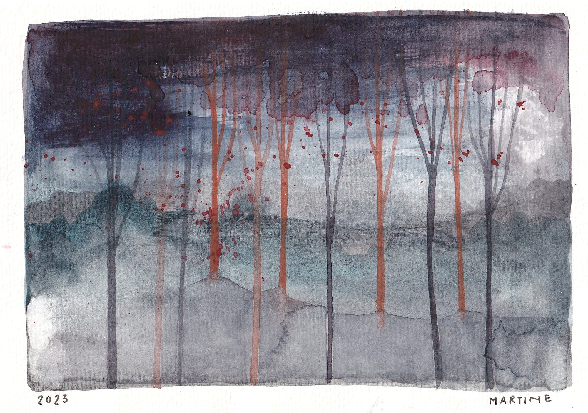 Gloomy forrest #001 original artwork A5