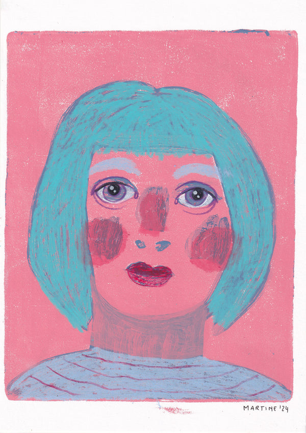 Portrait on pink (original artwork A4)
