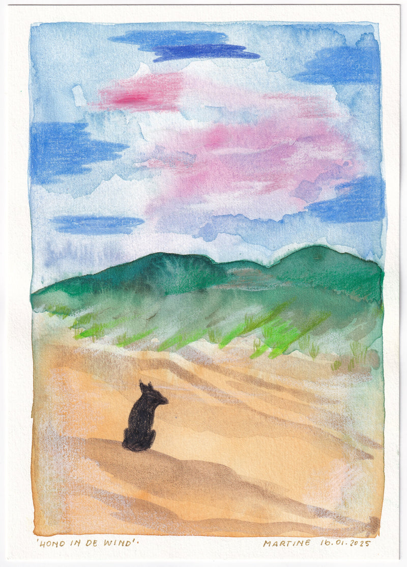 Hond in de wind