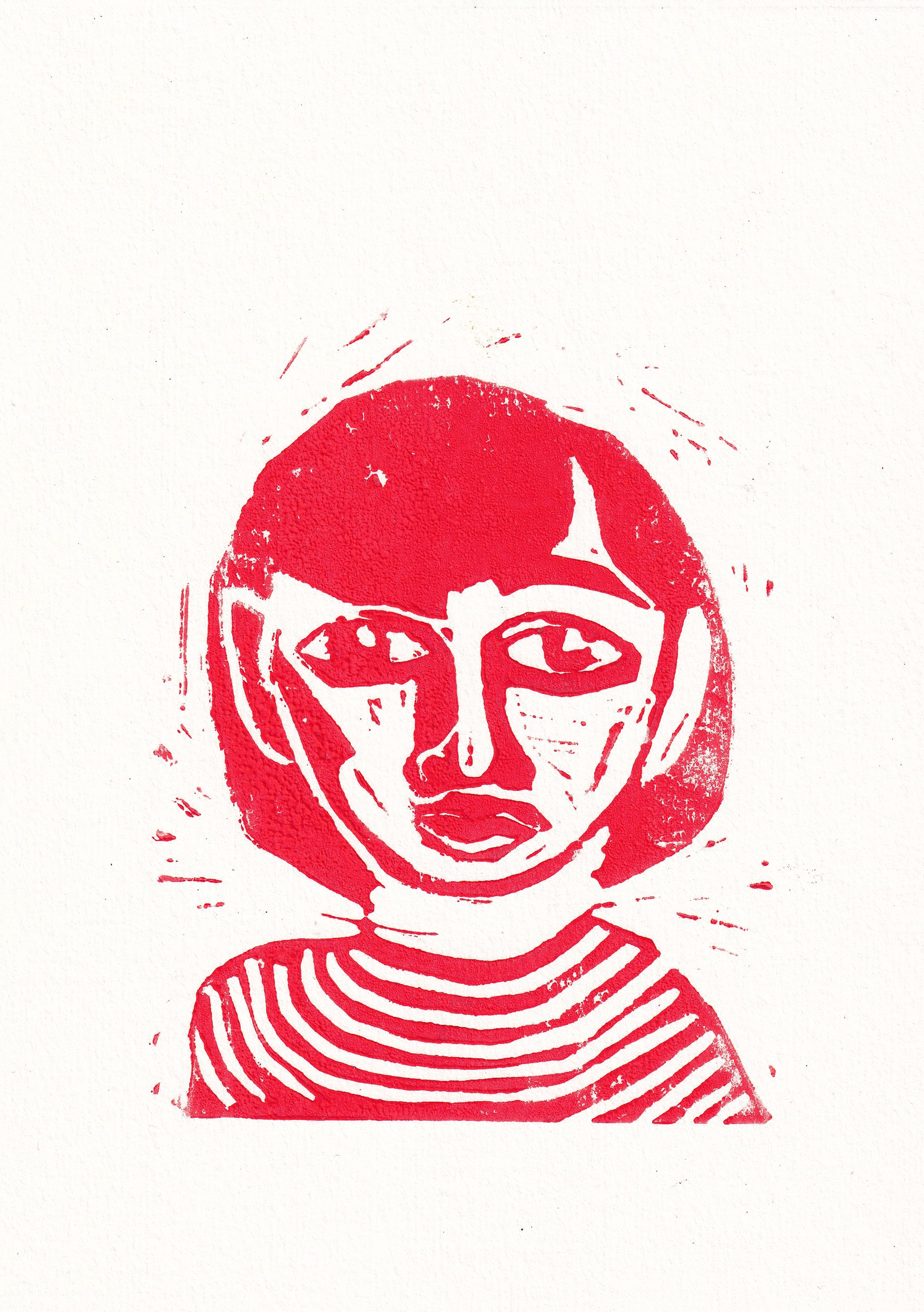 Linocut portrait A5