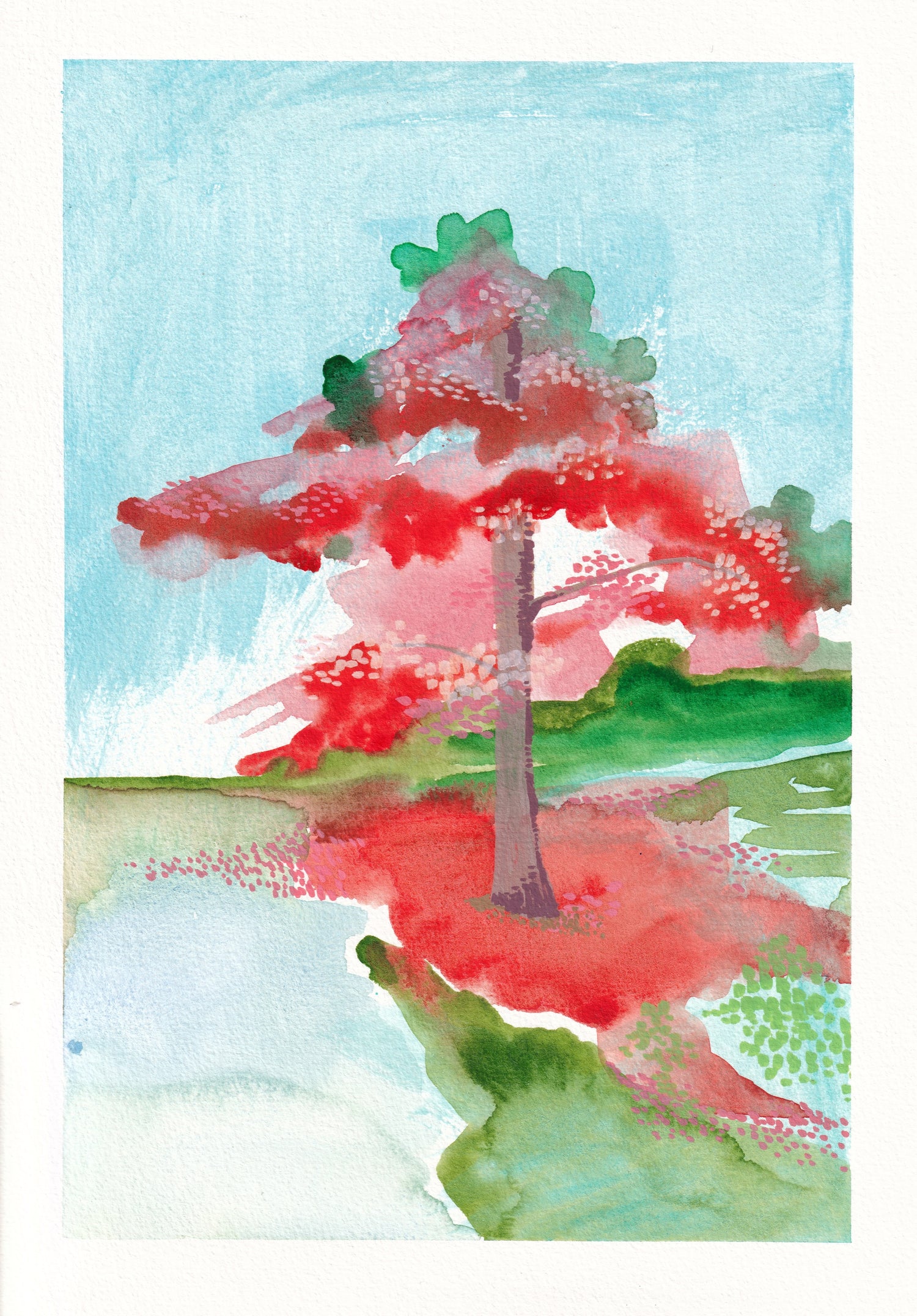 Roze boom in het Beatrixpark - Paintcember #007